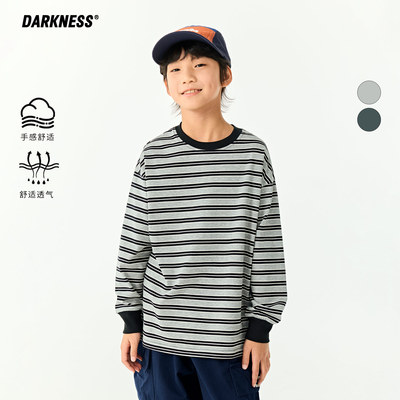 DK童装秋季日系儿童复古条纹T恤