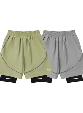 DK童装夏款透气女男童凉感速干运动假两件短裤儿童中大童跑步裤潮