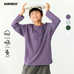 儿童中大童百搭长袖 日系女男童休闲纯色打底衫 T恤 2025秋季 DK童装