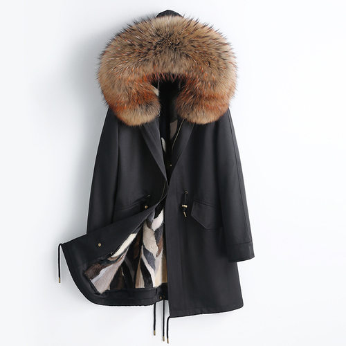 海宁进口派克服男水貂毛整貂内胆尼克服2025新款皮毛一体男中长款