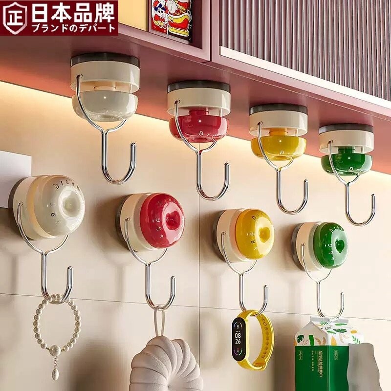 日本进口吸盘挂钩免打孔强力承重门后厨房浴室多功能壁挂无痕挂钩