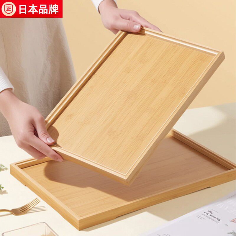 日本竹木托盘茶盘家用水杯盘长方形抗菌木制盘酒店餐厅茶具烧烤盘