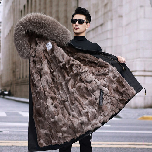 海宁进口狐狸毛派克服男2025年冬季新款皮草外套皮毛一体内胆可拆