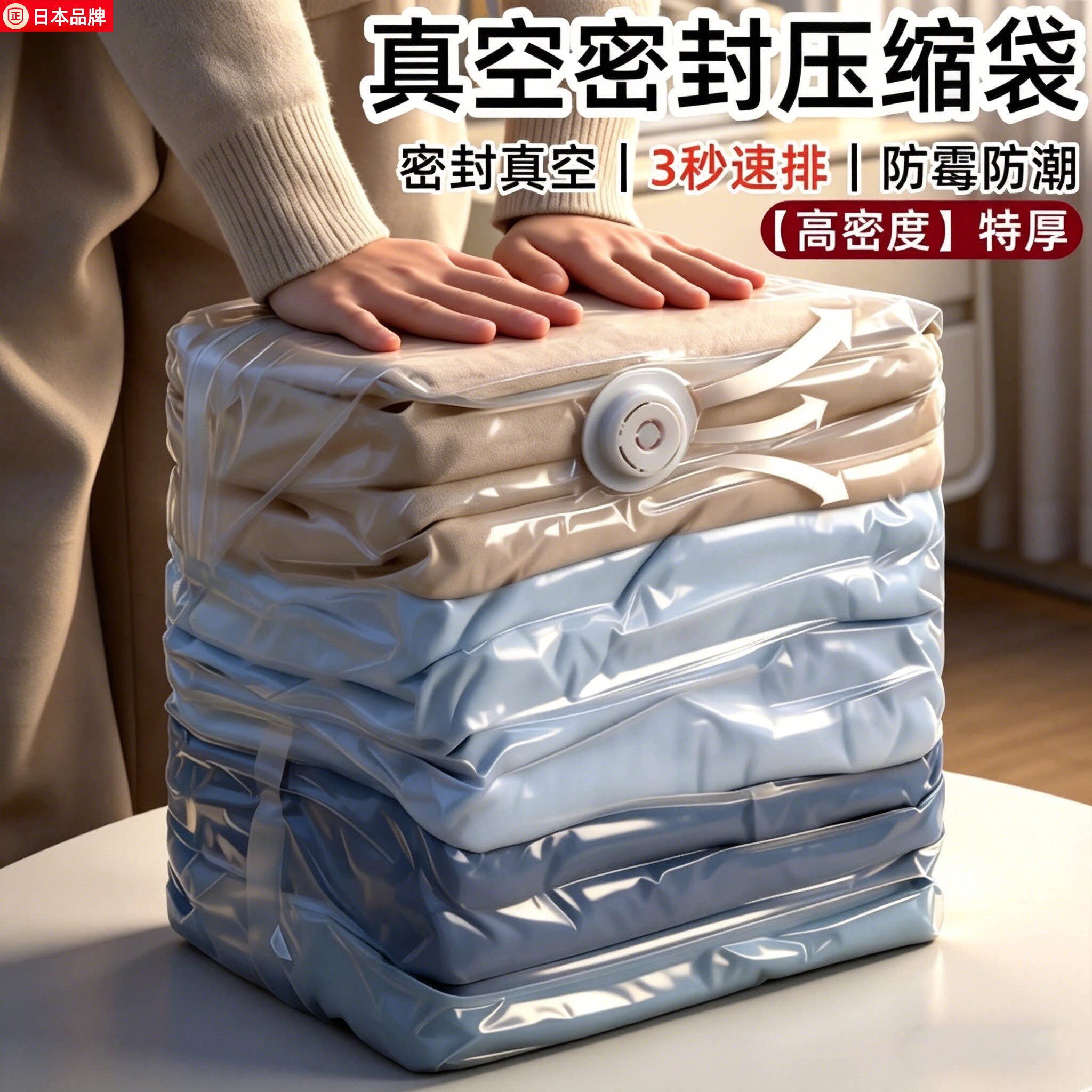 日本真空压缩袋免抽气衣服收纳袋衣物立体式袋棉被专用大号特厚