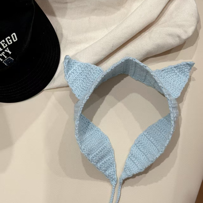 手工成品 ILLIT同款猫耳发带可爱猫咪耳朵软萌少女钩织甜美头饰