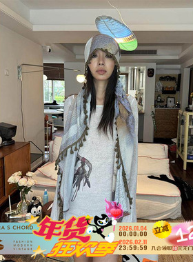 QSC25原创新品破茧成蝶系列流苏披肩防晒空调间围巾