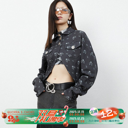 原创设计短款纯棉骷髅星星外套