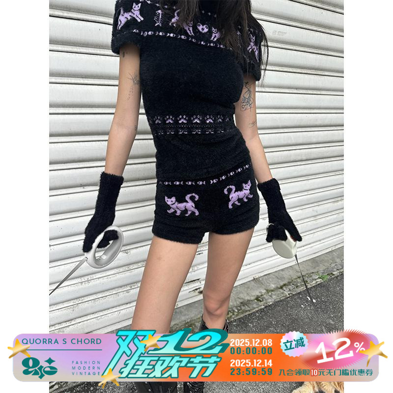 LaluneDuCiel23AW黑色针织短裤