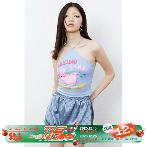 立体印花兔子吊带背心可爱