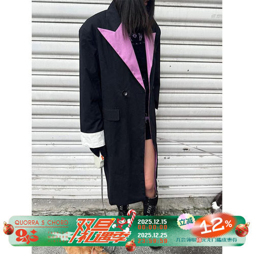 大衣QUORRASCHORD黑色长款风衣