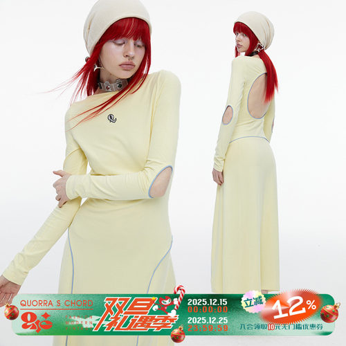 摩登连衣裙纯棉露背镂空