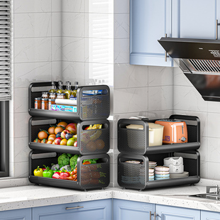 新款台面菜篮子置物架厨房姜葱蔬菜收纳筐桌面多层菜架子小型储菜