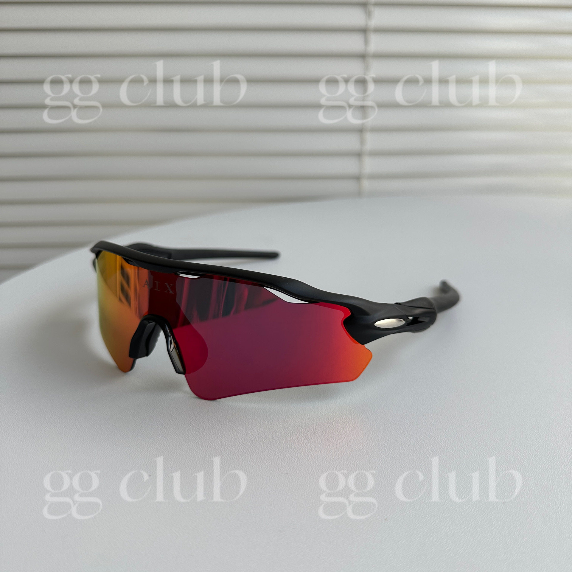 thumbnail for Niche large frame futuristic style cycling sunglasses TR material concave shape street sunglasses cool for men and women