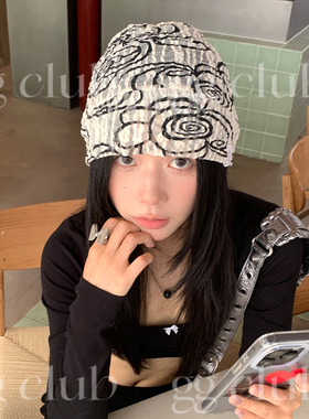 赵露思同款 品牌玫瑰蕾丝冷帽小众亚文化软包头帽时髦复古y2k潮