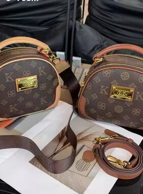 女士包包2024夏季复古百搭印花小圆包简约时尚字母手提单肩斜挎包