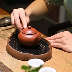 宜兴紫砂壶九瀚艺术合器赵庄大红袍宝珠水平二式140cc内推孔