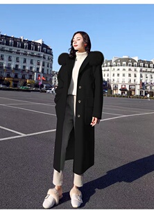 呢子大衣女中长款新款黑色修身显瘦气质过膝加厚毛呢外套女秋冬
