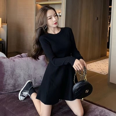 韩版A字裙针织连衣裙女