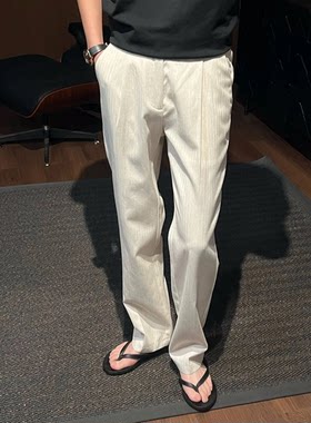 26春夏顶奢系列 优雅老钱风 薄款直筒百搭西裤男士纯色净版休闲裤