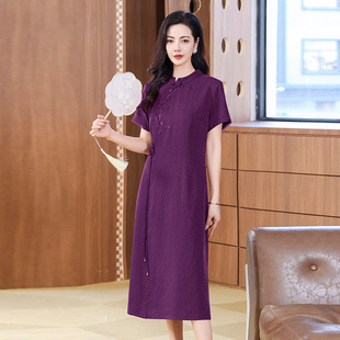 媽媽喜婆婆時(shí)尚 改 真絲連衣裙桑蠶絲香云紗女士夏季 聲雨竹2025新款