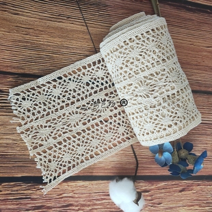 田园网红棉线蕾丝拼接布料镂空网眼棉麻花边布艺材料蕾丝边辅料