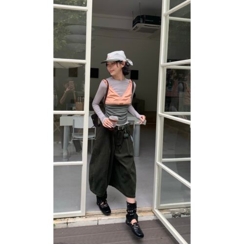 Esu新款灯芯绒八分休闲裤女中裤