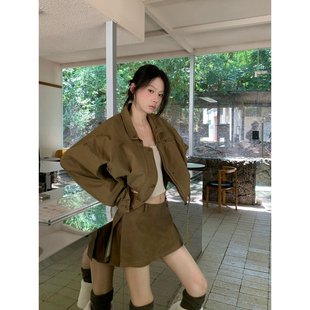 裙女 牛仔外皮短裤 气质西装 裙裤 Esu 街头时尚 原创设计2025秋新款