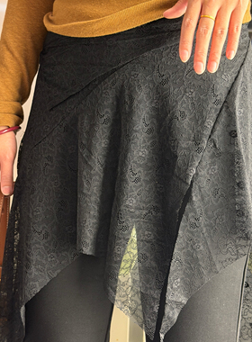 Esu 原创设计 四面弹空气层面料拼蕾丝屁帘微喇裤休闲裤女 5872