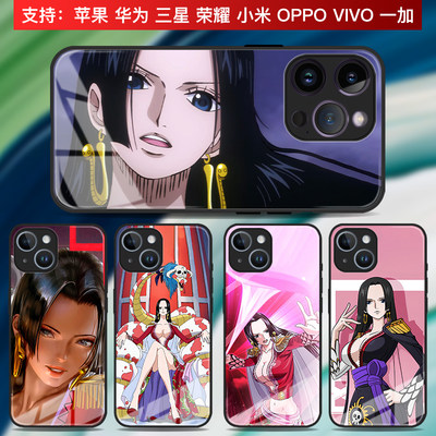 海贼王iphonex苹果15玻璃14plus小米13华为Mate60pro荣耀80适用vivox90三星s23动漫定制oppo汉库克女帝手机壳