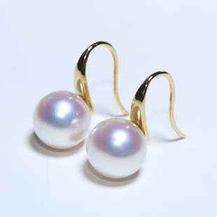 天然海水AKOYA珍珠耳环耳钩18K黄金耳饰正圆无瑕极强光高根鞋