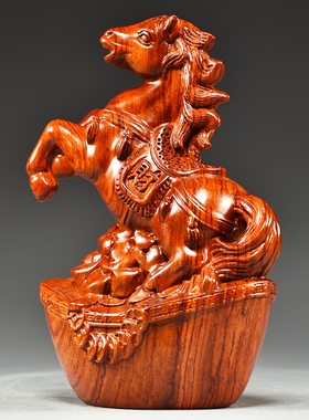 实木马摆件中式花梨木雕马到成功工艺礼品摆饰办公室桌装饰家居酒