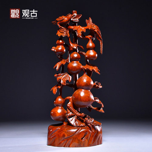 木雕摆件祝福客厅实木质花梨红木