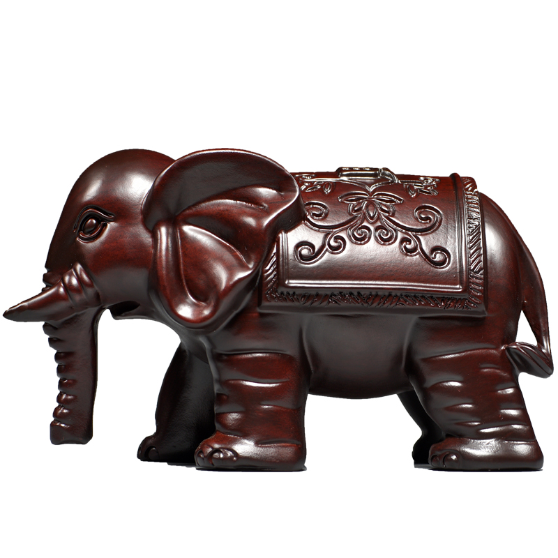 黑檀木雕吸水大象摆件一对实木玄关客厅电视柜装饰工艺品乔迁送礼