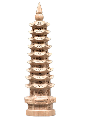 桃木雕刻9层文昌塔摆件实木