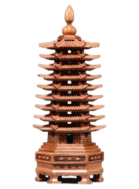 桃木雕刻9层文昌塔摆件实木