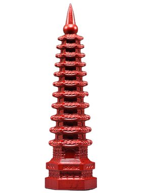 红色桃木雕11层文昌塔摆件实木质