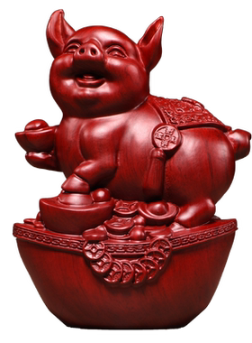 十二生肖摆件祝福吉祥物实木摆件