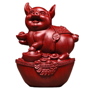 红色木头十二生肖摆件全套实木制鼠牛虎兔龙蛇马羊猴鸡狗猪吉祥物