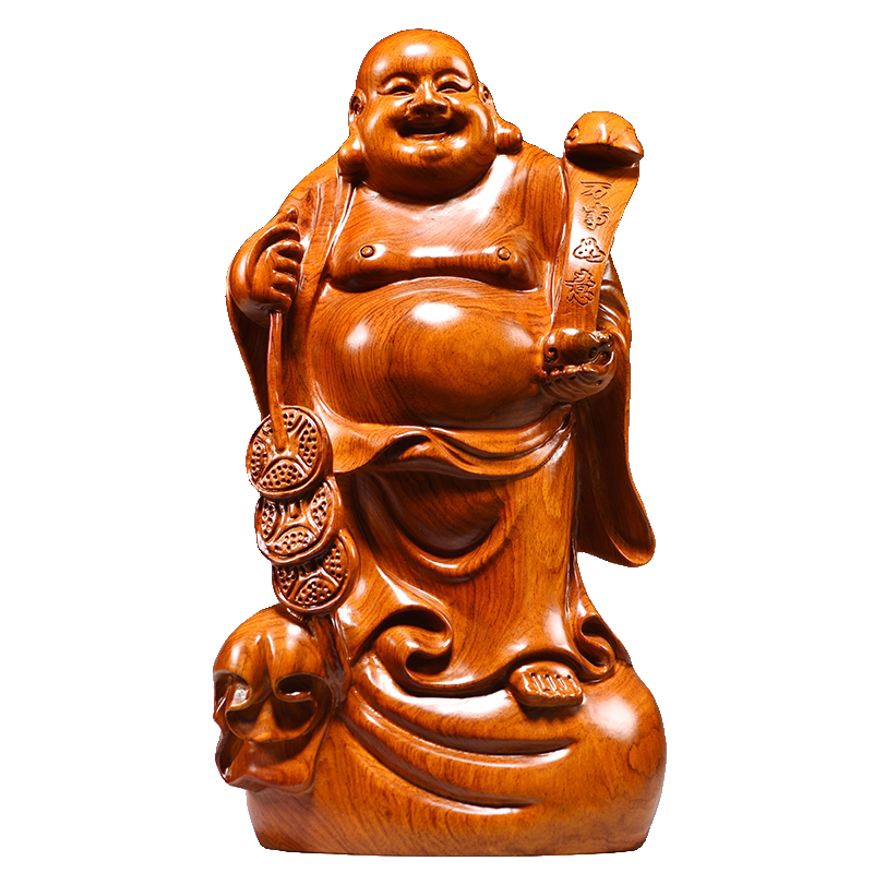 花梨木雕弥勒佛像摆件实木