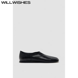 女 WILLWISHES 休闲软皮一脚蹬单鞋 浅口平底时尚 z451 王玎设计女鞋