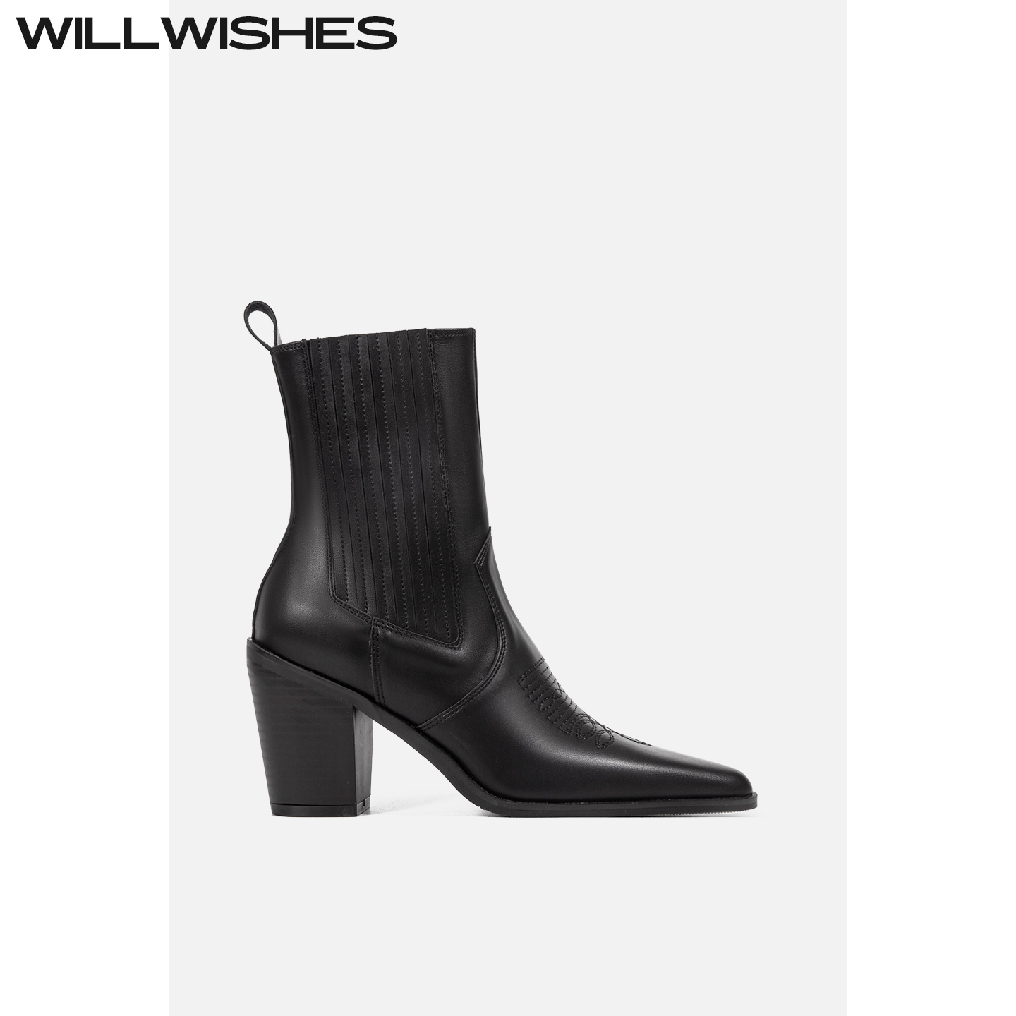WILLWISHES欧美马丁粗跟短靴女