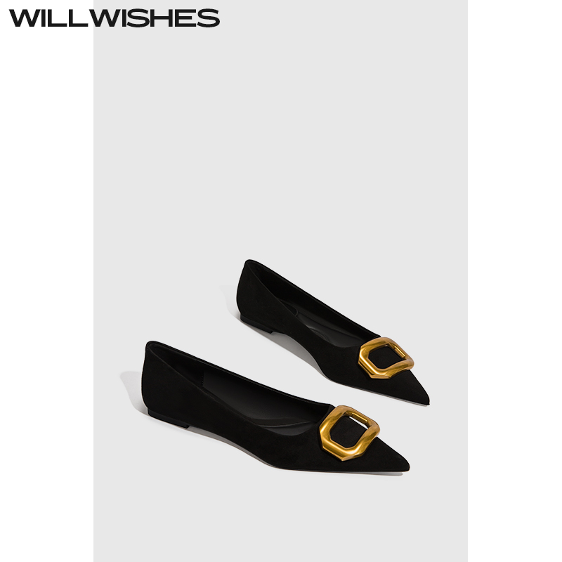 WILLWISHES时尚平底尖头单鞋女