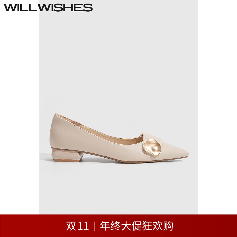 WILLWISHES原创法式低跟单鞋女