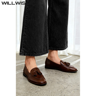 25Z0926 女复古乐福鞋 WILLWISHES 王玎设计手工雕花复古平底船鞋