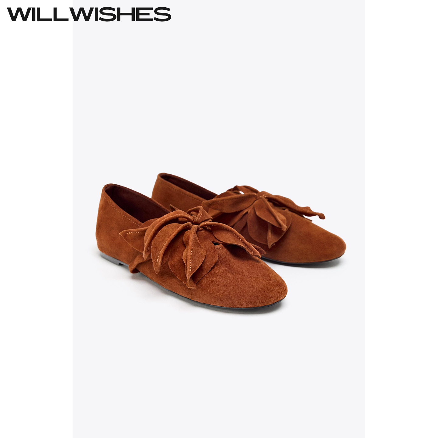 WILLWISHES松弛感花朵平底鞋女