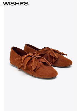 WILLWISHES 王玎设计秋季松弛感花朵芭蕾鞋女软皮平底鞋#25Z0898
