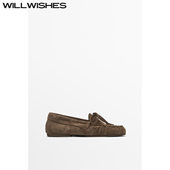 王玎设计女鞋 秋季 高级感平底单鞋 WILLWISHES 女反绒皮乐福鞋 509