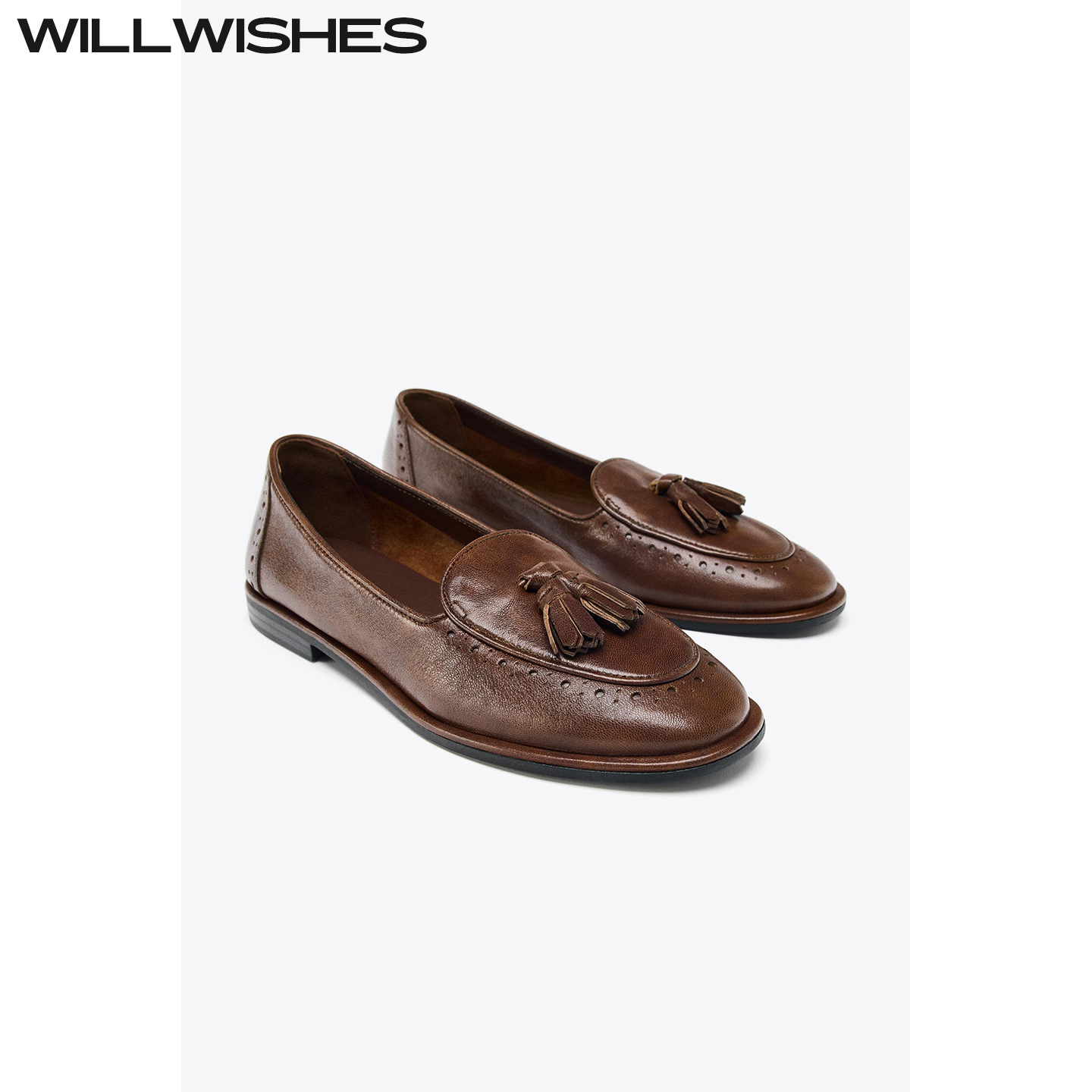 WILLWISHES流苏浅口平底船鞋女