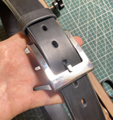 黑色枥木腰带316线切割皮带扣纯手工制作4.0宽男商务厚皮针扣腰带