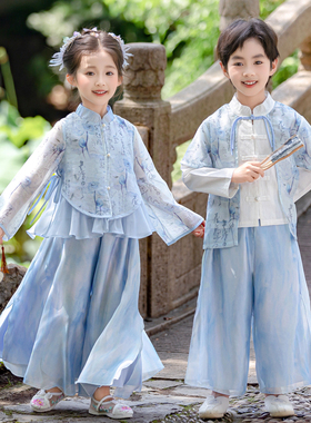 儿童男女童改良汉服套装2026新款春款学生演出服莲花序汉服两件套